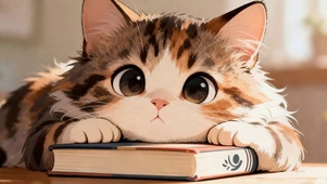 猫咪躺在书上