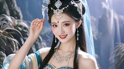 瀑布仙境古装美女1