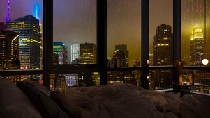 安静夜晚雨天房间