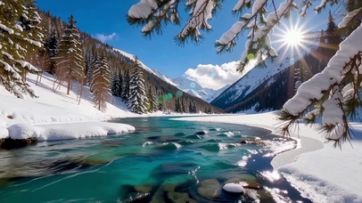 雪山溪谷