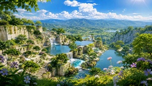 梦幻山谷瀑布