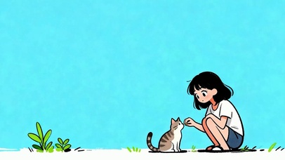女孩与猫咪