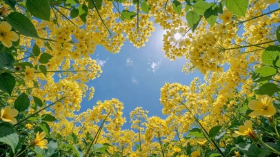 仰拍蓝天黄花唯美风景