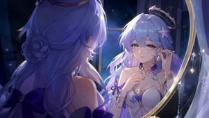 镜前紫发美少女知更鸟