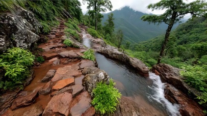 雨天静谧山林