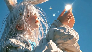 兔耳少女与掌心星光