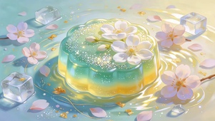 青柠冻糕白花缀甜梦