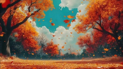 秋日唯美郊外森林落叶