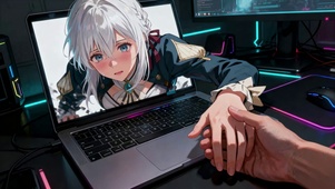 白发薇尔莉特穿越屏幕与主人互动