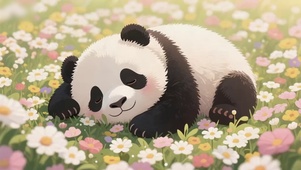 熊猫与花海