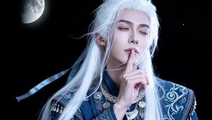 月色白发古风国风美男子深夜禁声