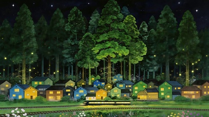 林间星夜小镇