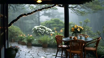 听雨喝茶是一种享受