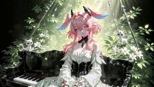 林间钢琴粉发少女莉奈娅