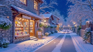 雪夜暖灯书店
