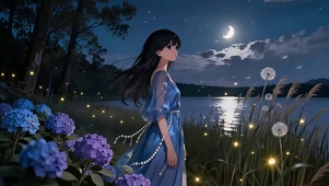 月湖萤火・蓝裙少女