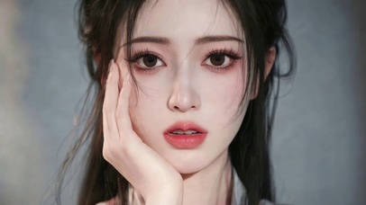 手托脸颊清纯美女
