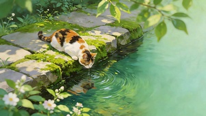 溪畔狸花猫
