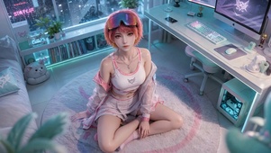 粉发电竞少女疾风