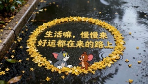 萌宠励志语录雨天治愈的生活共鸣