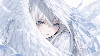 白衣天使少女-白羽环绕