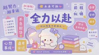 清新紫全力以赴简约励志文字壁纸