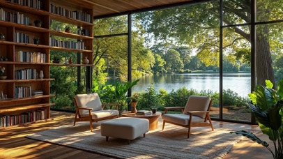 湖光树影伴书香