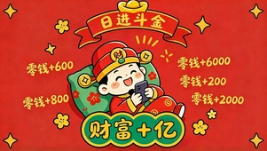 卡通财神日进斗金