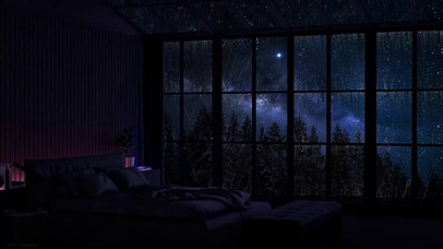 深夜卧室玻璃雨