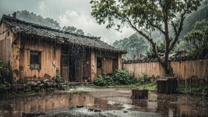 【雨景】雨中的老房子