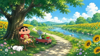 蜡笔小新的夏日悠闲时光