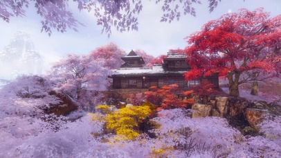 古风冬雪枫林楼阁