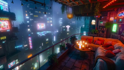 雨夜科幻赛博房间 