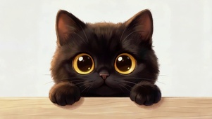 趴桌卖萌的小黑猫