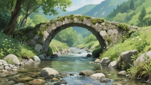 清新绿色森林拱桥