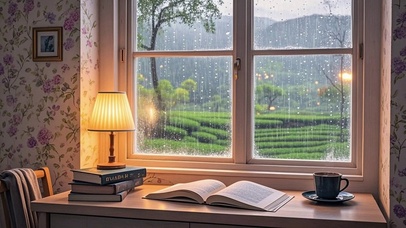 【雨景】窗外的乡野雨景