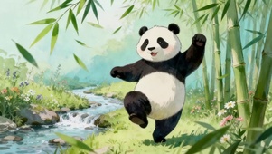 蹦蹦跳跳的大熊猫