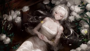 唯美美少女躺在花海桌面壁纸