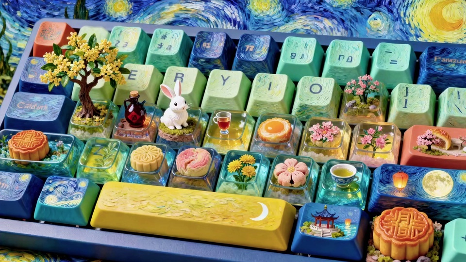 星夜笔触立体键帽键盘