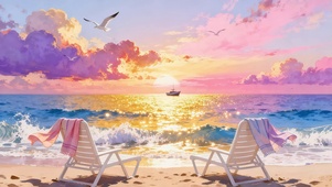 海边夕阳