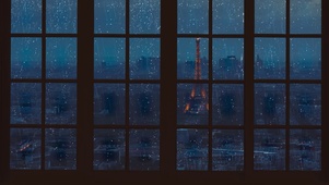 窗外城市雨