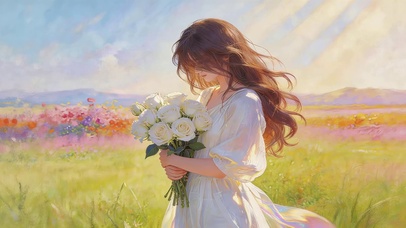 治愈鲜花女孩