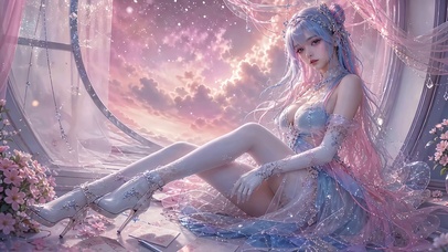 粉紫暮霞与织梦少女