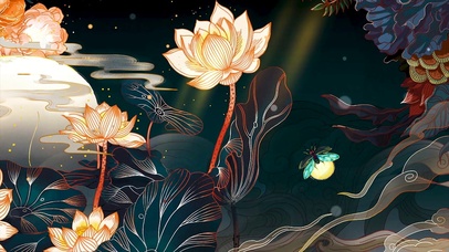 手绘荷花图