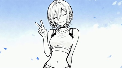 简约素描女孩（带鱼屏）