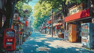 清新夏日治愈阳光街道