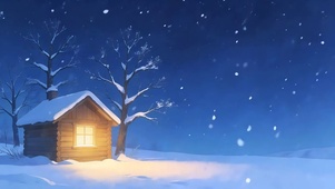 雪夜下的小木屋