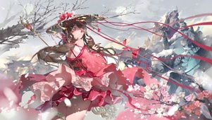古风雪山红袍少女