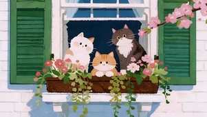 窗畔小懒猫