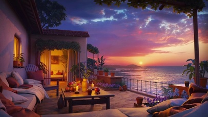 唯美夕阳海景房